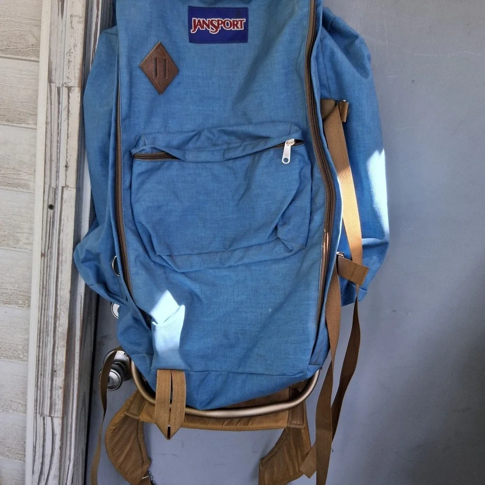 Vintage Jansport Hiking Camping‎ Backpack External Frame Blue EVC